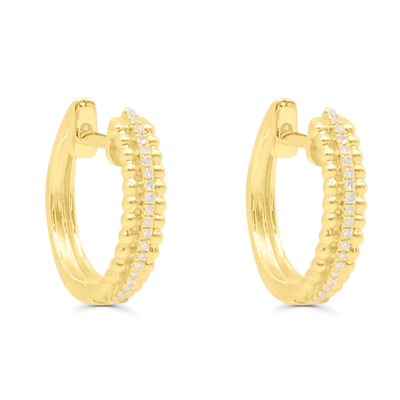 Stylish Huggie Hoop Diamond Hoop Earring (0.07CT) in 10K Gold (Yellow or White)