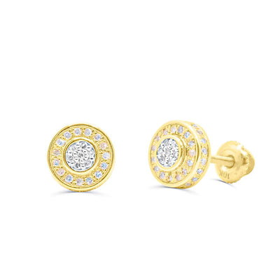 Round Shape Stylish Diamond Cluster Stud Earring (0.25CT) in 10K Gold (Yellow or White)