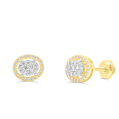 Round Shape Diamond Cluster Stud Earring (0.25CT) in 10K Gold (Yellow or White)