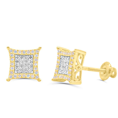 Square Shape Diamond Cluster Stud Earring (0.25CT) in 10K Gold (Yellow or White)