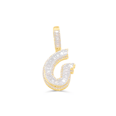 G Letter Baguette Initial Diamond Pendant (0.65CT) in 10K Gold