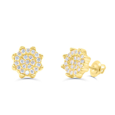 Round Shape Stylish Flower Diamond Cluster Stud Earring (0.75CT) in 10K Gold (Yellow or White)