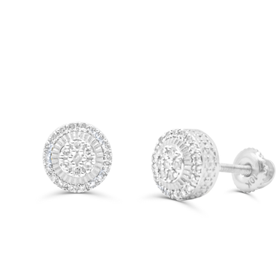 Round Shape Stylish Diamond Cluster Stud Earring (0.25CT) in 10K Gold (Yellow or White)