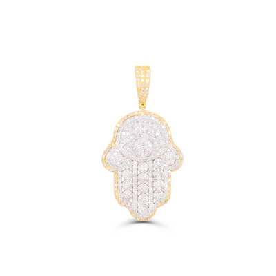 Hamsa Hand Diamond Pendant (1.13CT) in 10K Gold