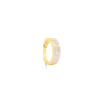 Half Eternity Baguette Diamond Cluster Men's Band Ring (1.18CT) in 10K Gold - Size 7 to 12
