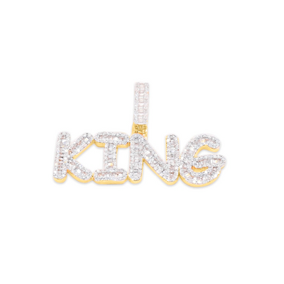 King Hip Hop Baguette Initial Diamond Pendant (1.50CT) in 10K Gold