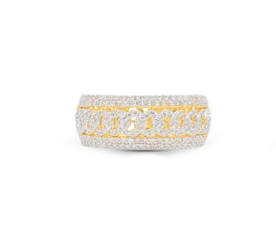 Half Eternity Cuban Round Cut Diamond Cluster Men's Band Ring (1.50CT) in 10K Gold - Size 7 to 12