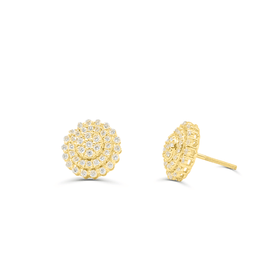 Round Shape Diamond Cluster Stud Earring (1.00CT) in 10K Gold (Yellow or White)