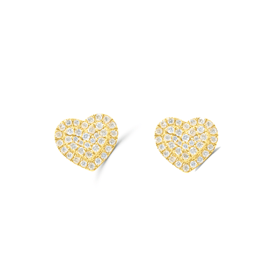 Heart Shape Diamond Cluster Stud Earring (1.00CT) in 10K Gold (Yellow or White)