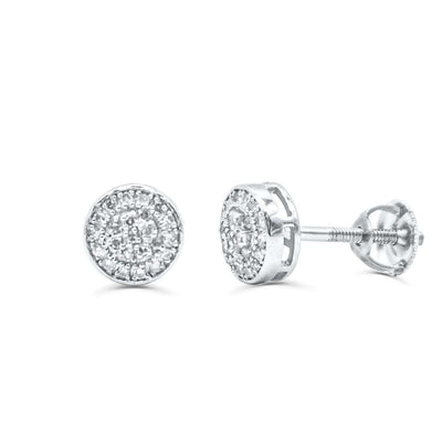 Round ShapeDiamond Cluster Stud Earring (0.25CT) in 10K Gold (Yellow or White)
