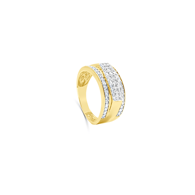 Channel Set Round Cut Diamond Men's Band Ring (0.90CT) in 10K Gold - Size 7 to 12