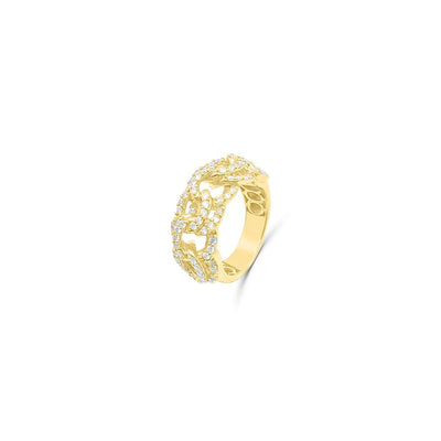 Half Eternity Cuban Round Cut Diamond Cluster Men's Band Ring (1.75CT) in 10K Gold - Size 7 to 12