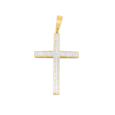 Cross Shape Bling Diamond Pendant (0.26CT) in 10K Yellow Gold