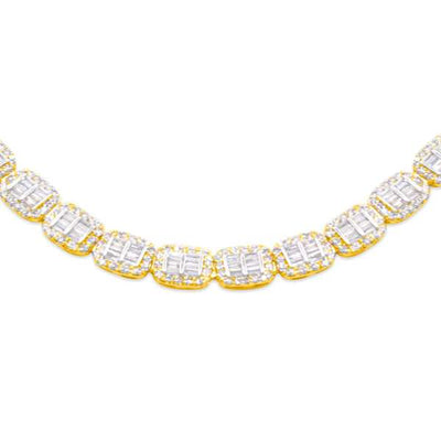 Rectangular Shape Diamond Baguette Necklace (11.50CT) in 10K Gold - 5.5mm (20 inches)