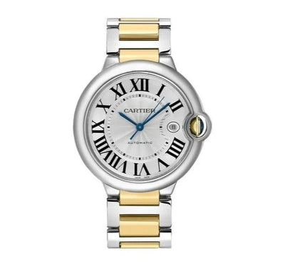 Cartier Ballon Bleu 42mm White Dial 2 Tone Yellow Gold & Stainless Steel Watch 3001