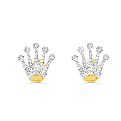Rolex Crown Diamond Cluster Stud Earring (0.15CT) in 10K Gold (Yellow or White)