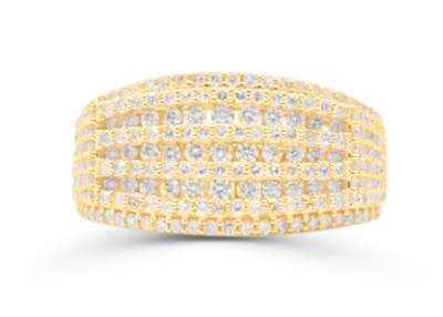 Half Eternity Round Cut Diamond Cluster Men's Band Ring (1.95CT) in 10K Gold - Size 7 to 12