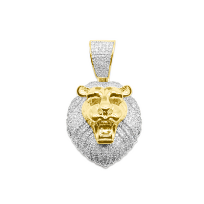 Lion Face Bling Diamond Pendant (2.00CT) in 10K Gold