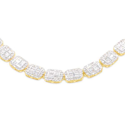 Iced Out Rectangular Shape Diamond Baguette Chain (11.50CT) in 10K Gold - 6mm (20 Inches)