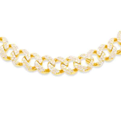 Prong Diamond Monaco Cuban Link Chain (8.75CT) in 10K Gold - 7mm (20 Inches)