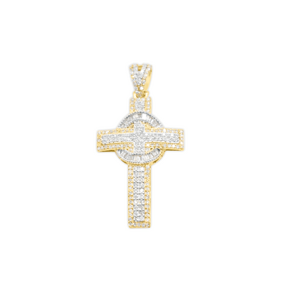 Cross Shape Round Centered Diamond Pendant (0.51CT) in 10K Gold