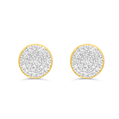 Round Shape Stylish Diamond Cluster Stud Earring (0.25CT) in 10K Gold (Yellow or White)