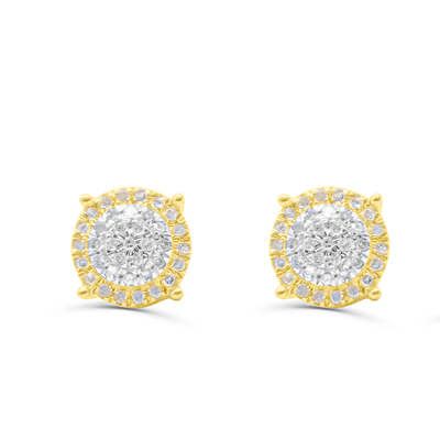 Round Shape Diamond Cluster Stud Earring (0.25CT) in 10K Gold (Yellow or White)