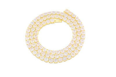 Flower Shape Diamond Tennis Chain (12.50CT) in 10K Yellow Gold - (20 Inches)