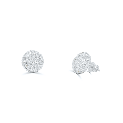 Round Shape Bended Diamond Cluster Stud Earring (1.25CT) in 10K Gold (Yellow or White)