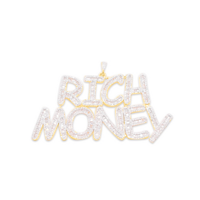 Rich Money Hip Hop Baguette Initial Diamond Pendant (5.00CT) in 10K Gold