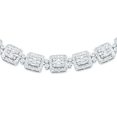 Diamond Baguette Link Necklace (10.50CT) in 10K Gold - 7mm (22 inches)