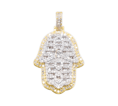 Hamsa Hand Baguette Diamond Pendant (2.00CT) in 10K Gold