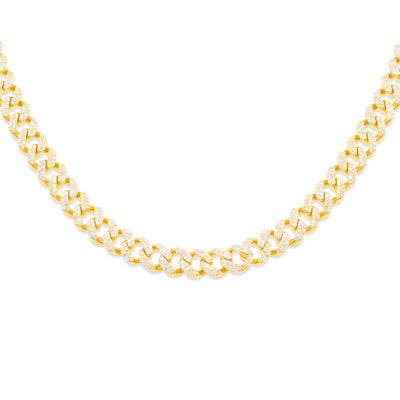 Prong Diamond Monaco Cuban Link Chain (8.75CT) in 10K Gold - 7mm (20 Inches)