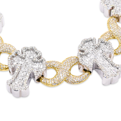 Cross Shape Infinity Diamond Bracelet (10.50CTW) in 10K Gold - 22mm