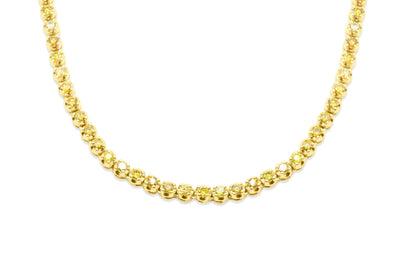 Round Ball Yellow Diamond Tennis Chain (21CT) in 10K Yellow Gold- 4.5mm (26 inches)