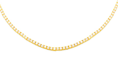 Diamond Tennis Chain (12.50CT) in 10K Yellow Gold - 5mm (22 inches)