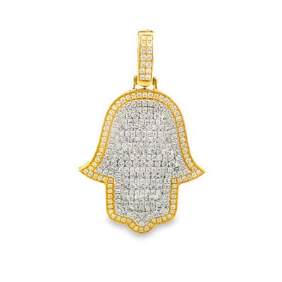 Hamsa Hand Diamond Pendant (4.35CT) in 10K Gold