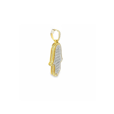 Hamsa Hand Diamond Pendant (4.35CT) in 10K Gold