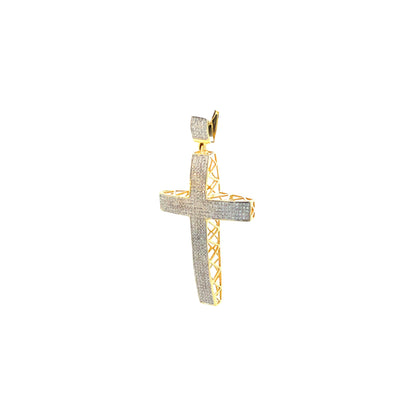 Cross Shape Diamond Pendant for Men (0.26CT) in 10K Yellow Gold