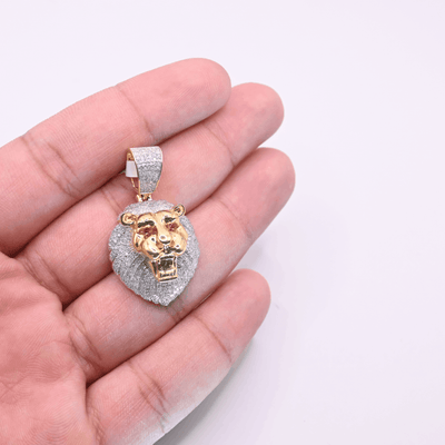 Lion Face Bling Diamond Pendant (2.00CT) in 10K Gold