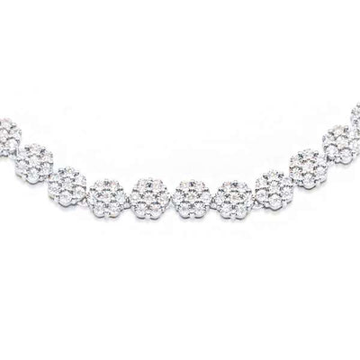 Flower Cut Diamond Tennis Necklace (3.05CT) in 925 Sterling Silver Gold - 3.5mm (22 inches)