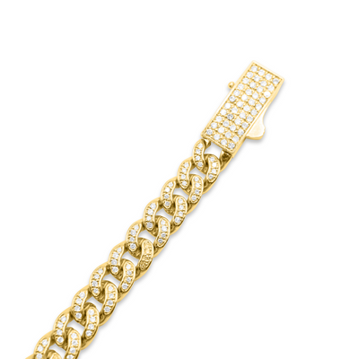 Cuban Curb Chain Diamond Bracelet (3.50CT) in 14K Gold - 8.5mm