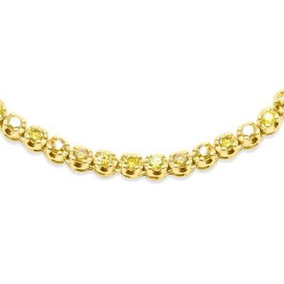 Round Ball Yellow Diamond Tennis Chain (21CT) in 10K Yellow Gold- 4.5mm (26 inches)