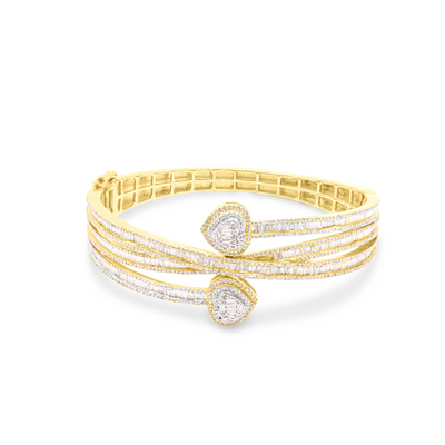 Baguette Diamond Bangle (3.65CT) in 10K Gold - 24mm