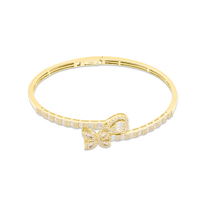 Butterfly Style Heart Shaped 10K Gold Baguette Diamond Bracelet (1.50CT) in 10K Gold - 4mm