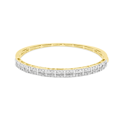 Circle Shape Diamond Baguette Bangle (1.60CTW) in 10K Gold - 5mm