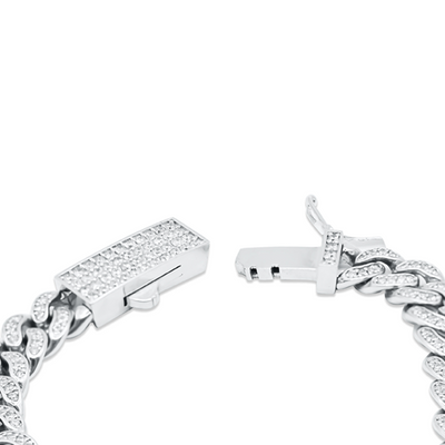 Cuban Diamond Bracelet (3.50CT) in 14K White Gold - 8.5mm