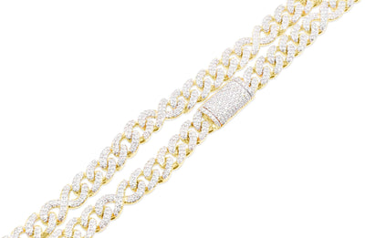 Iced Out Infinity Diamond Cuban Link Chain (14.50CT) in 10K Gold - 8mm (22 Inches)