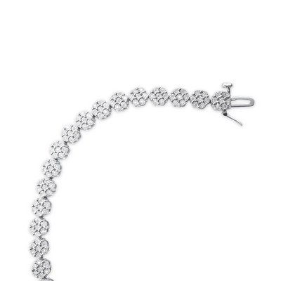 Flower Gold Tennis Diamond Bracelet (1.25CTW) in 925 Sterling Silver - 5.5mm