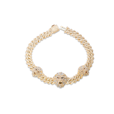 Lion Face Cuban Link Diamond Bracelet (4.20CTW) in 10K Gold - 8.5mm